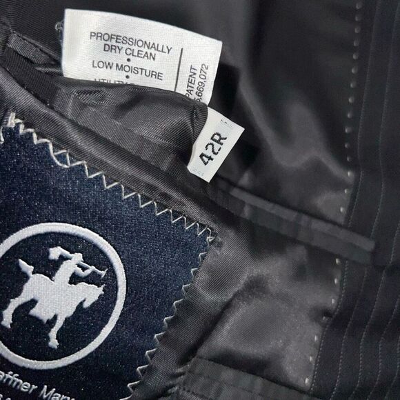 Hart Schaffner Marx For Nordstrom Men’s Size 42 R 2 Button Navy Blue Stripe - Picture 4 of 10